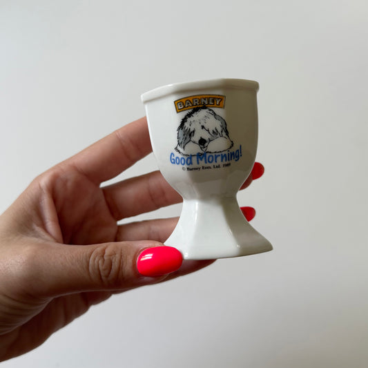 Vintage 1989 Barney ceramic egg cup