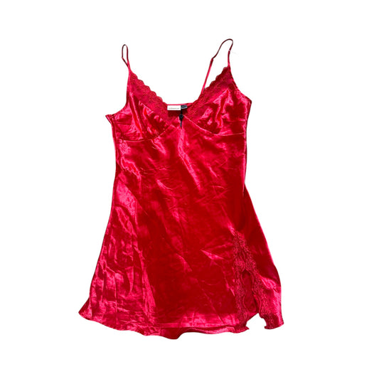 Y2K vintage red satin slip dress. Size 12-14