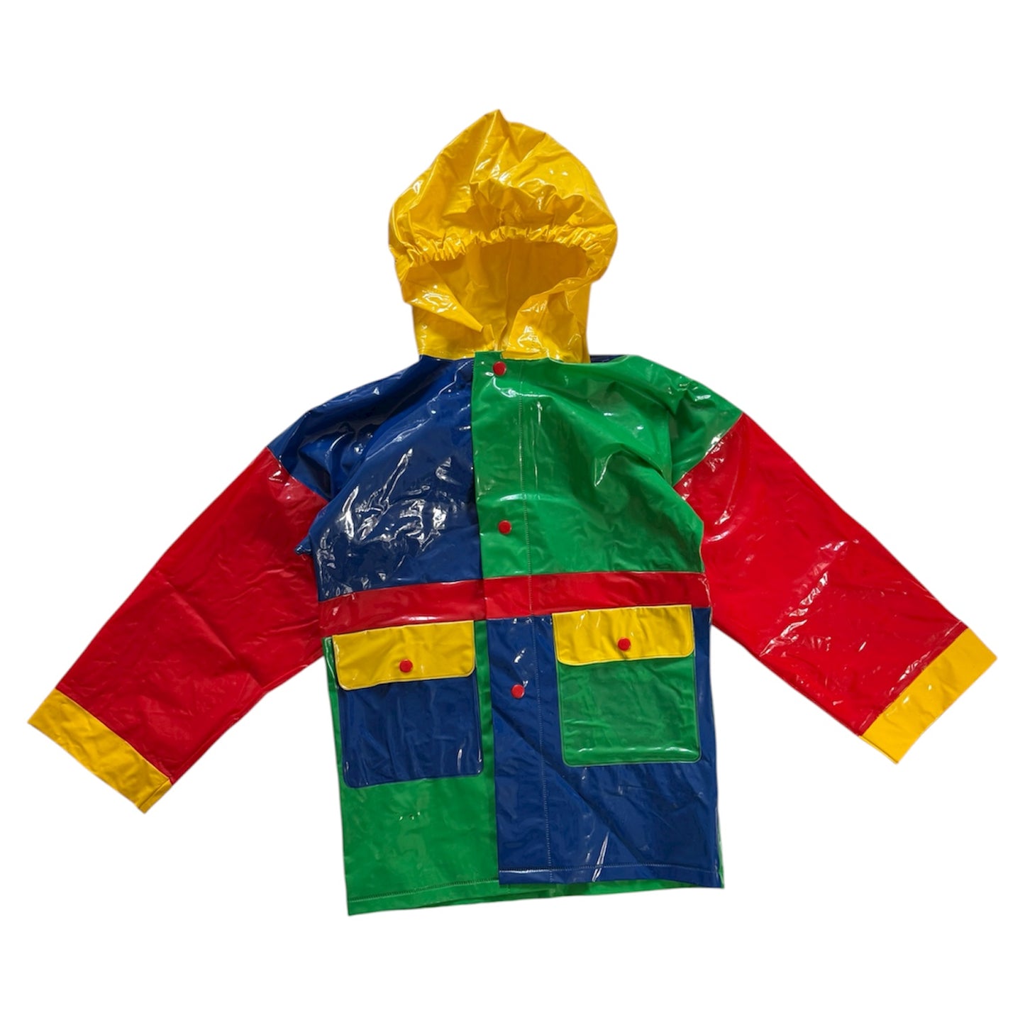 Vintage colourblock waterproof pvc jacket. Size 2 years
