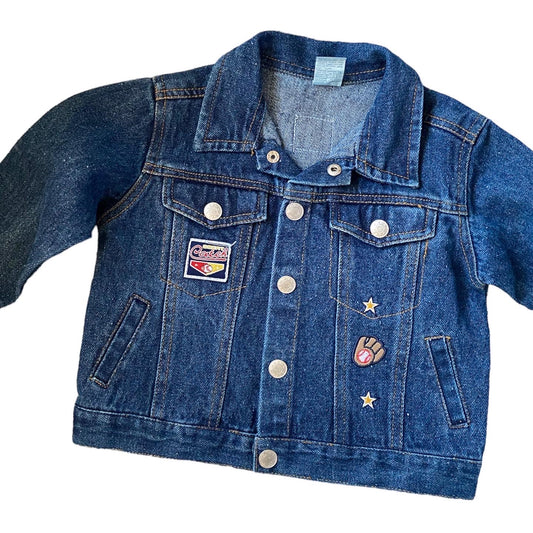 Vintage baseball denim jacket with spellout design age 1 years