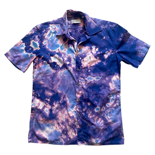 Vintage YSL / yves Saint Laurent purple & white tie dye shirt. Size M / UNISEX