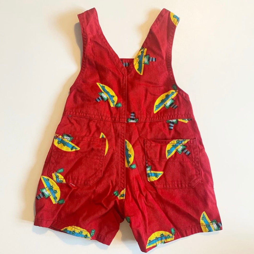 Vintage red mothercare boat printed dungarees 0-3 months