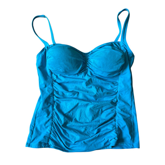 Vintage tankini turquoise ruched vest top. Size 8.