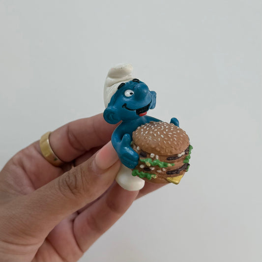 Vintage smurf with burger figure