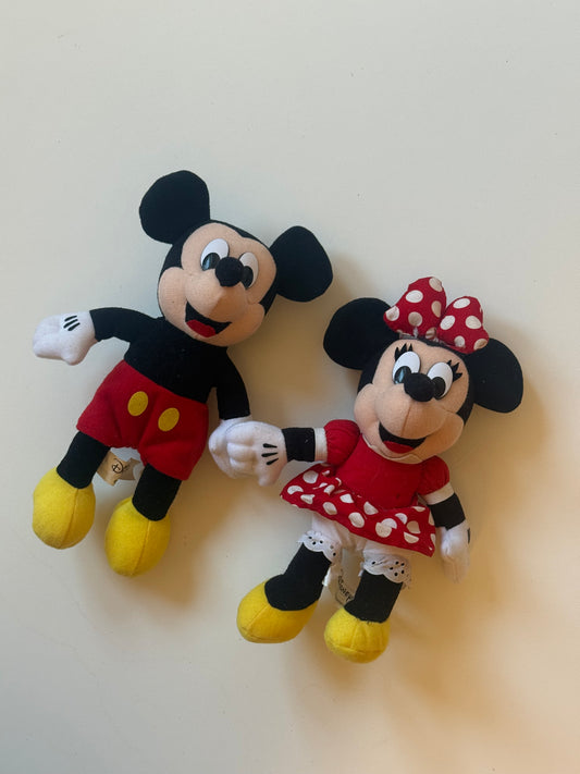 Set of two Mickey & Minnie plush teddies