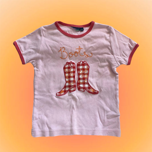 Mini boden cowboy boots tshirt age 5-6 years