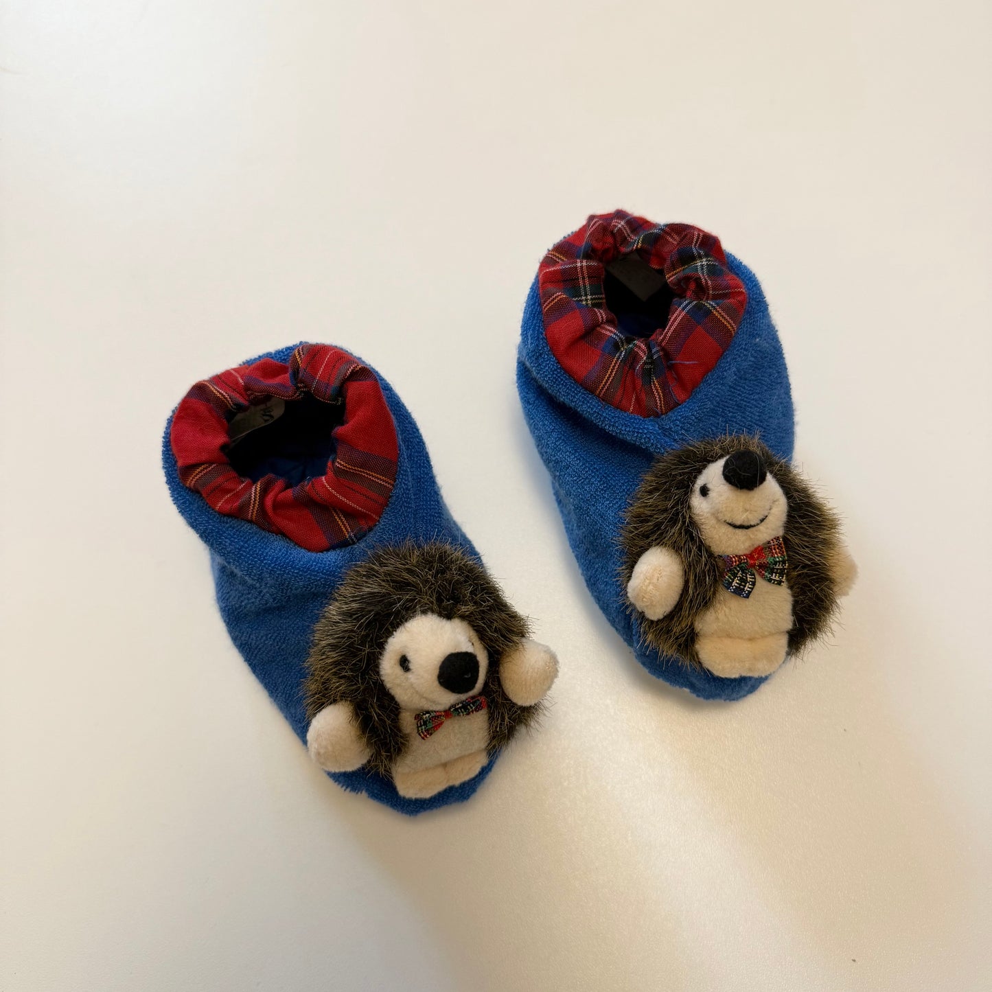 Vintage hedgehog baby slippers
