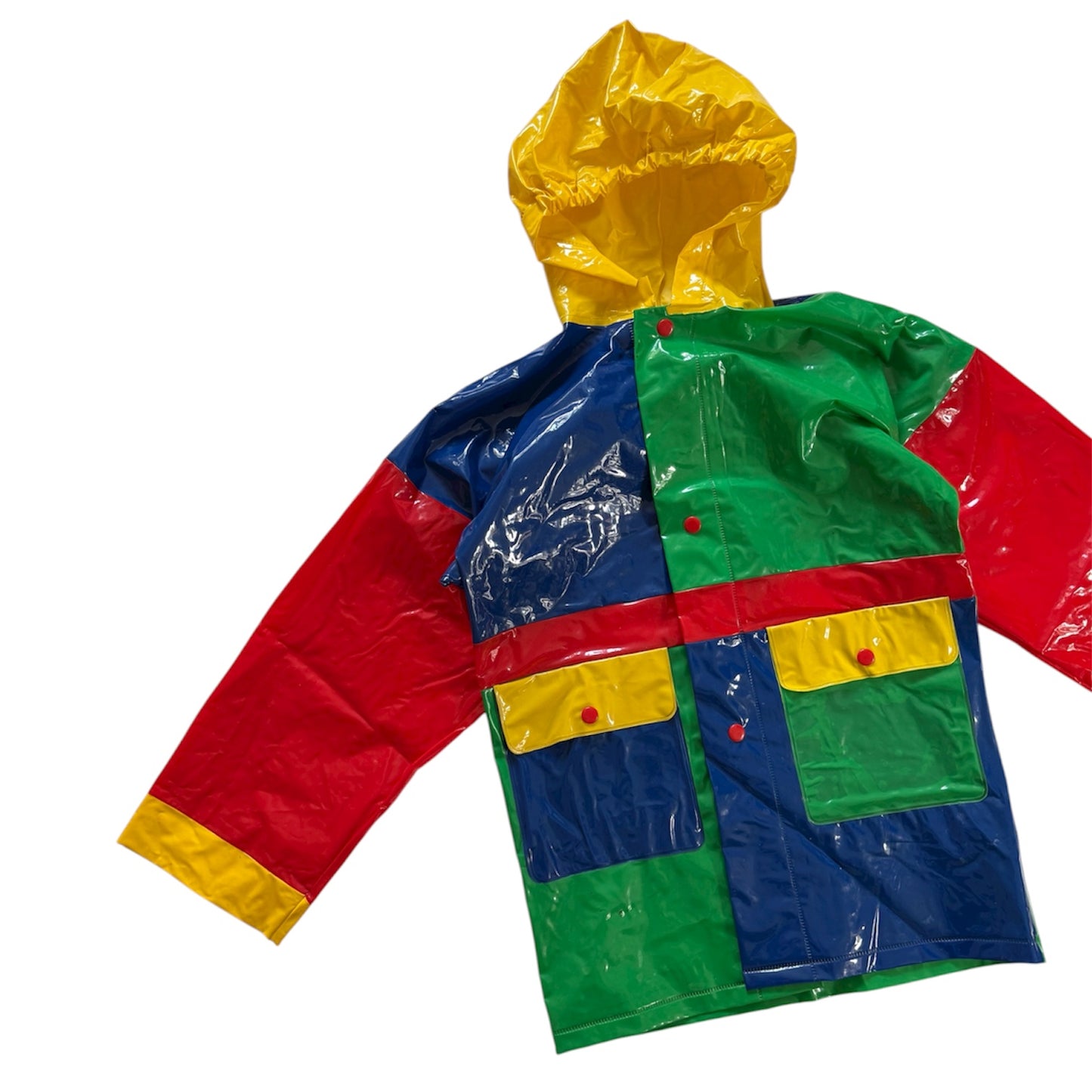 Vintage colourblock waterproof pvc jacket. Size 2 years