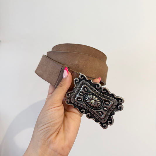 Vintage Y2K brown chunky buckle belt