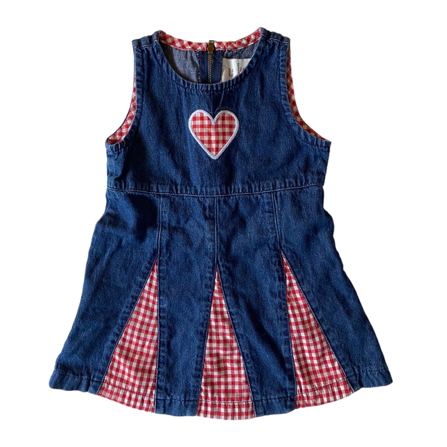 Vintage denim & gingham dress age 12-18 months