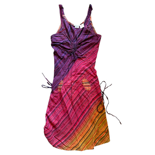 Vintage mid length cotton striped summer dress. Size 8