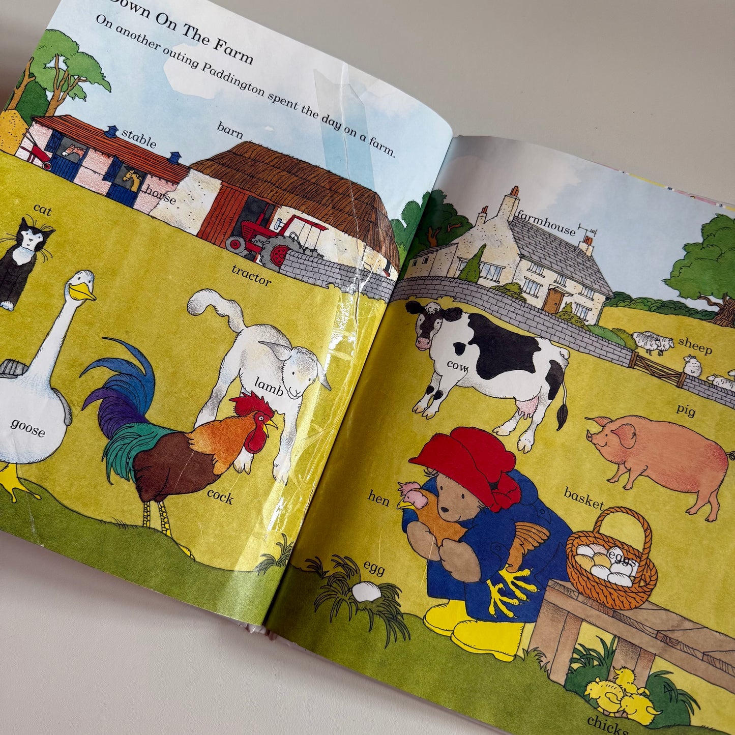 Vintage 1993 a4 Paddington first words book. One page ripped ( reflects in price!)