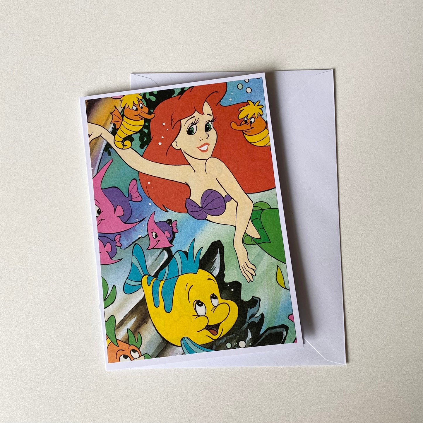Recycled & homemade vintage card - little mermaid