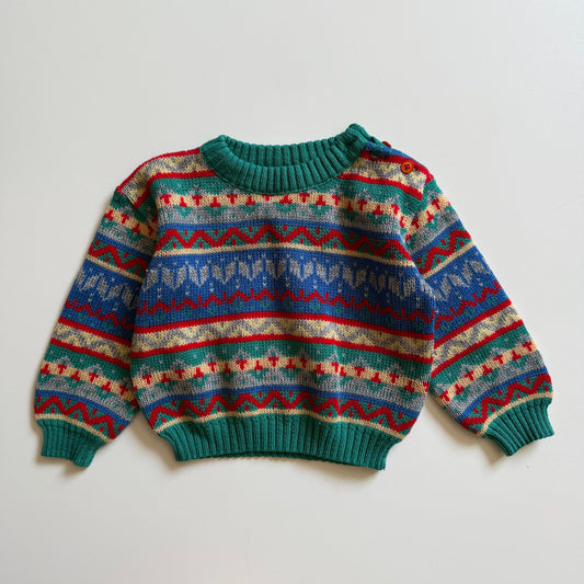 Vintage Debenhams multi coloured knitted jumper. Size 18-24 months