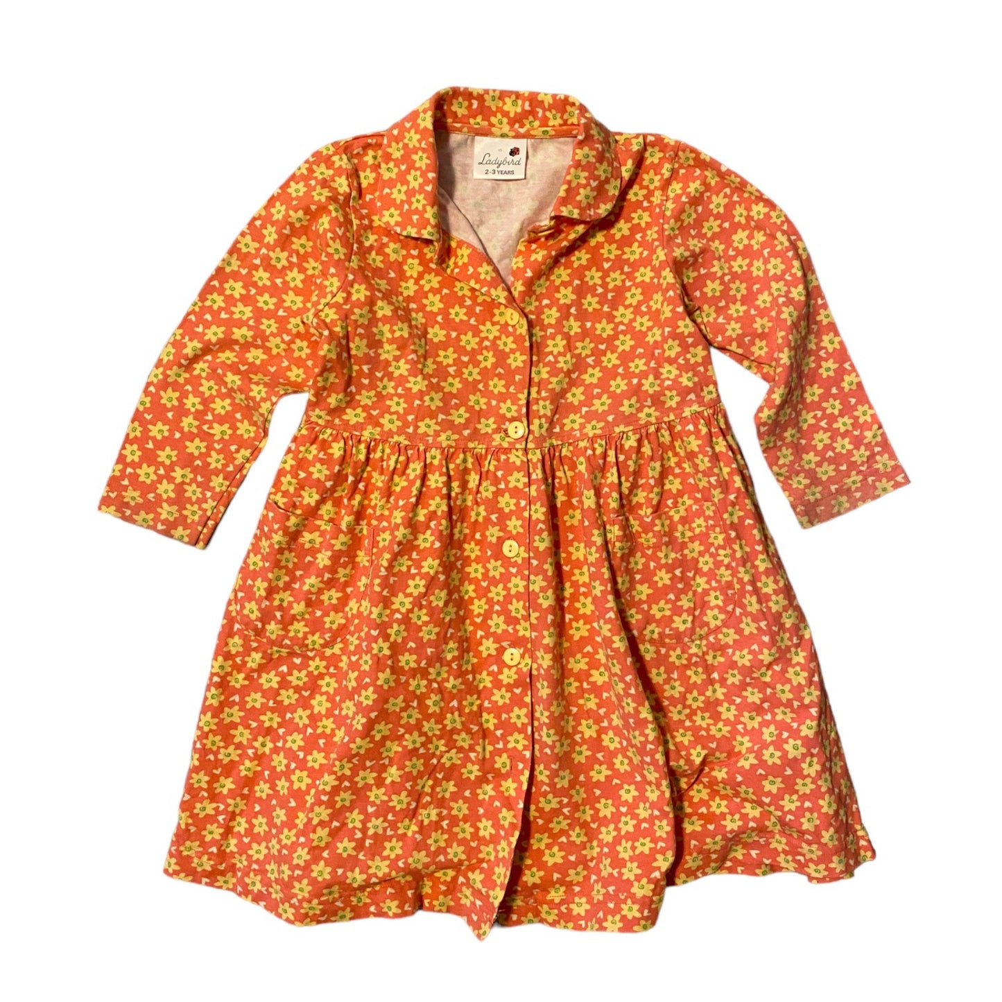 Vintage ladybird orange & yellow flower printed summer dress age 2-3 years