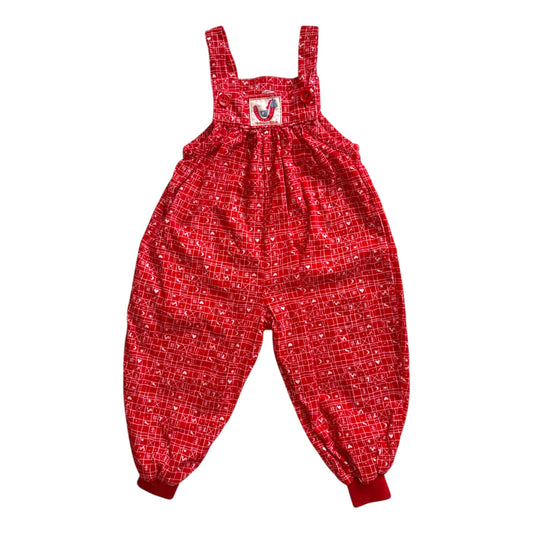 Vintage red corduroy dungarees. Size 12-18 months