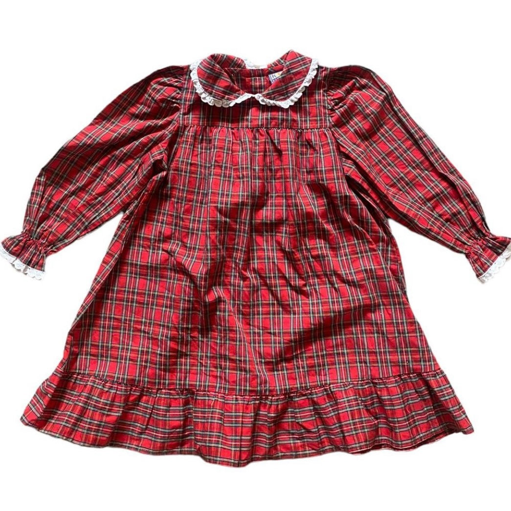 Vintage tartan collared dress approx age 3-4 years