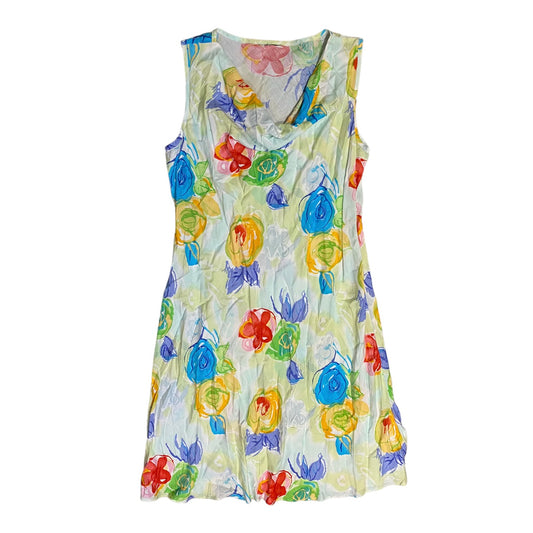 Vintage 1980s cowl neck floral printed mid length dress size M Approx 10 / 12