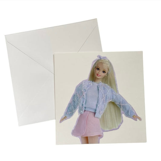 Recycled & homemade vintage card - Barbie