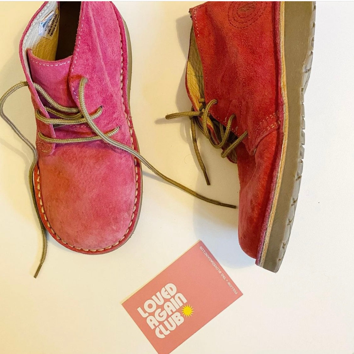 Suede pink hush puppies’ desert boots size 12 1/2