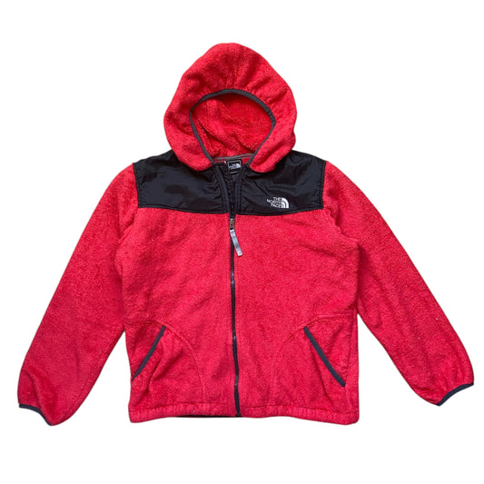 North face fleece red zip up jacket. Size approx 12 years