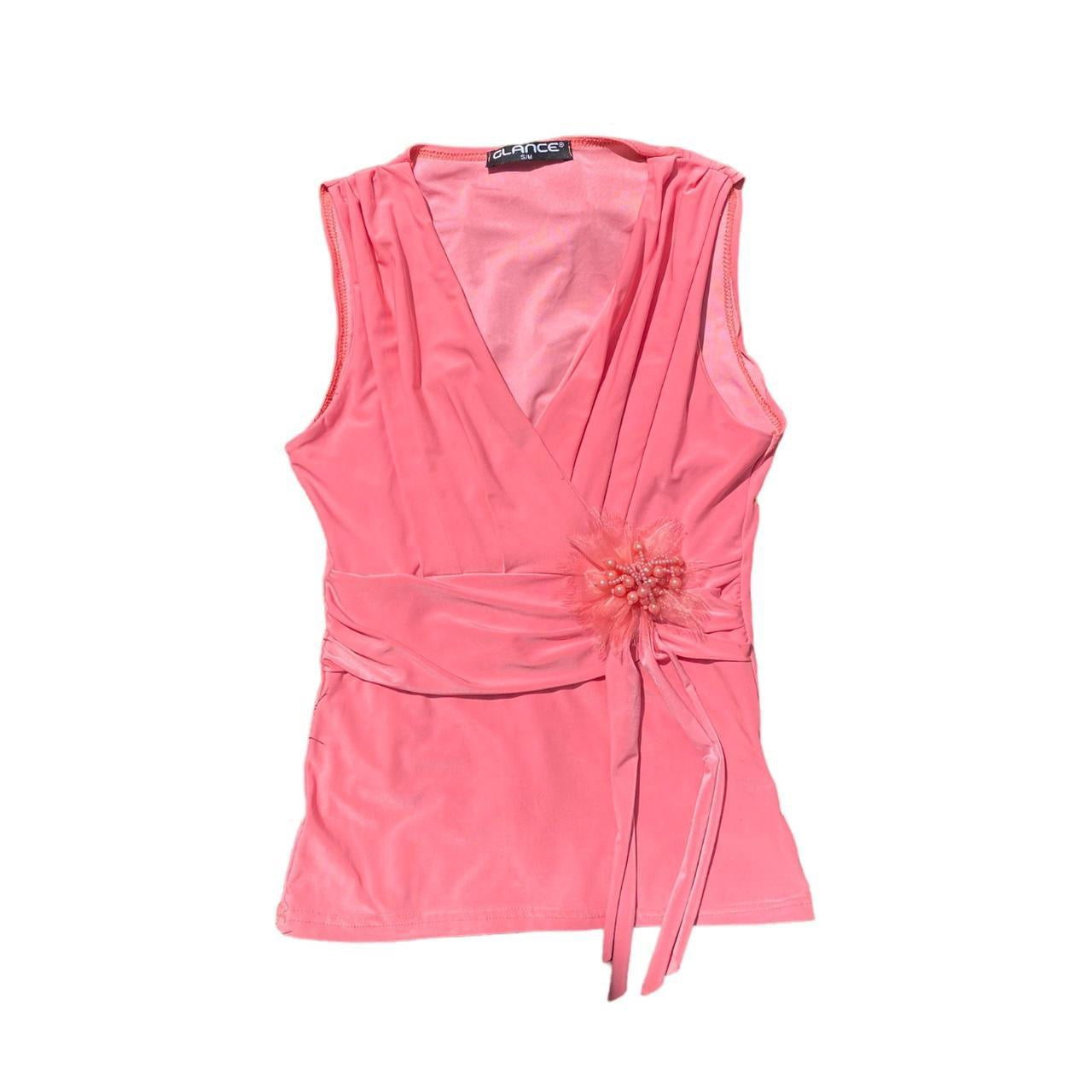 Cute Y2K peach / apricot coloured vest top ~ size S