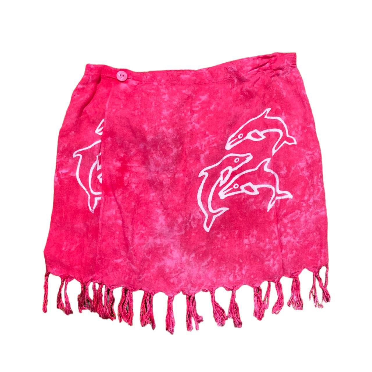 Dark pink Y2K dolphin print wrap mini skirt size 8