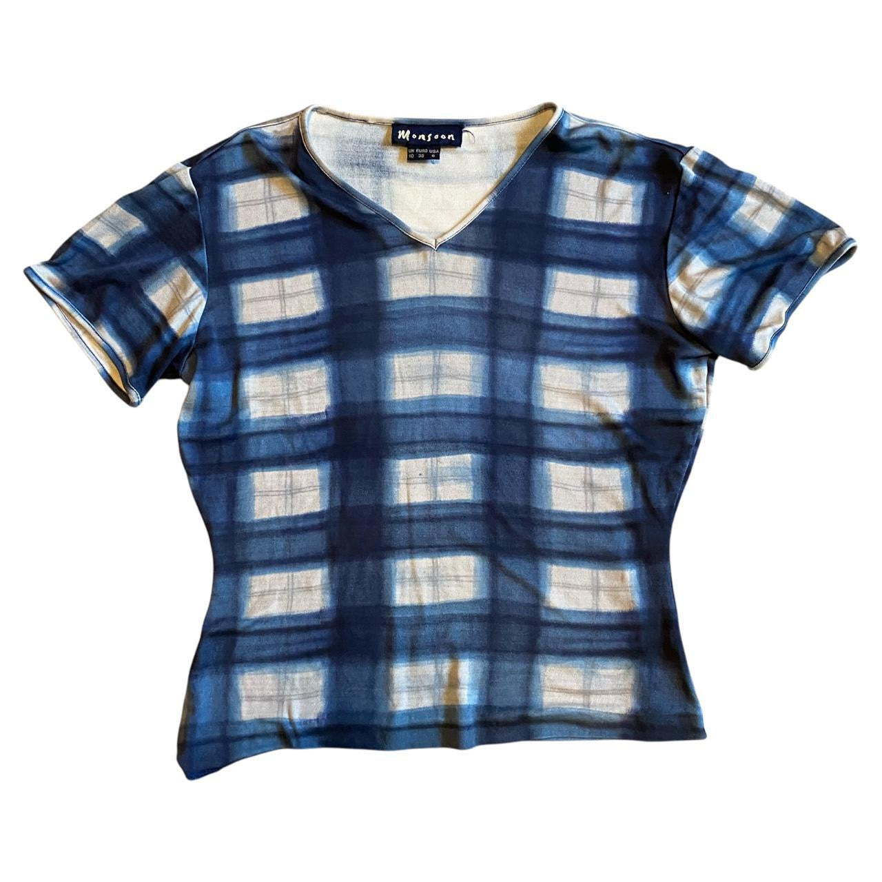 Vintage monsoon tshirt top with check print design. Size 8 imo