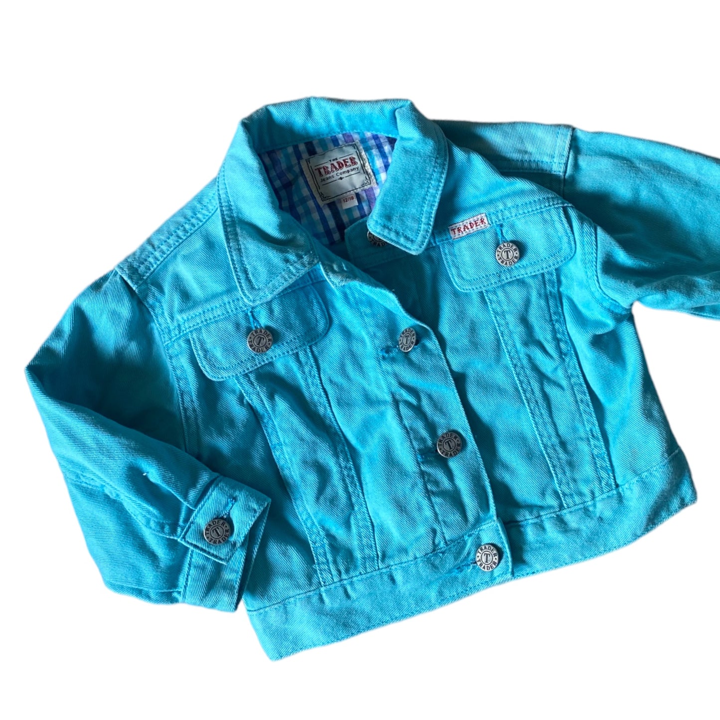 Pale turquoise vintage traders denim jacket age 12 months