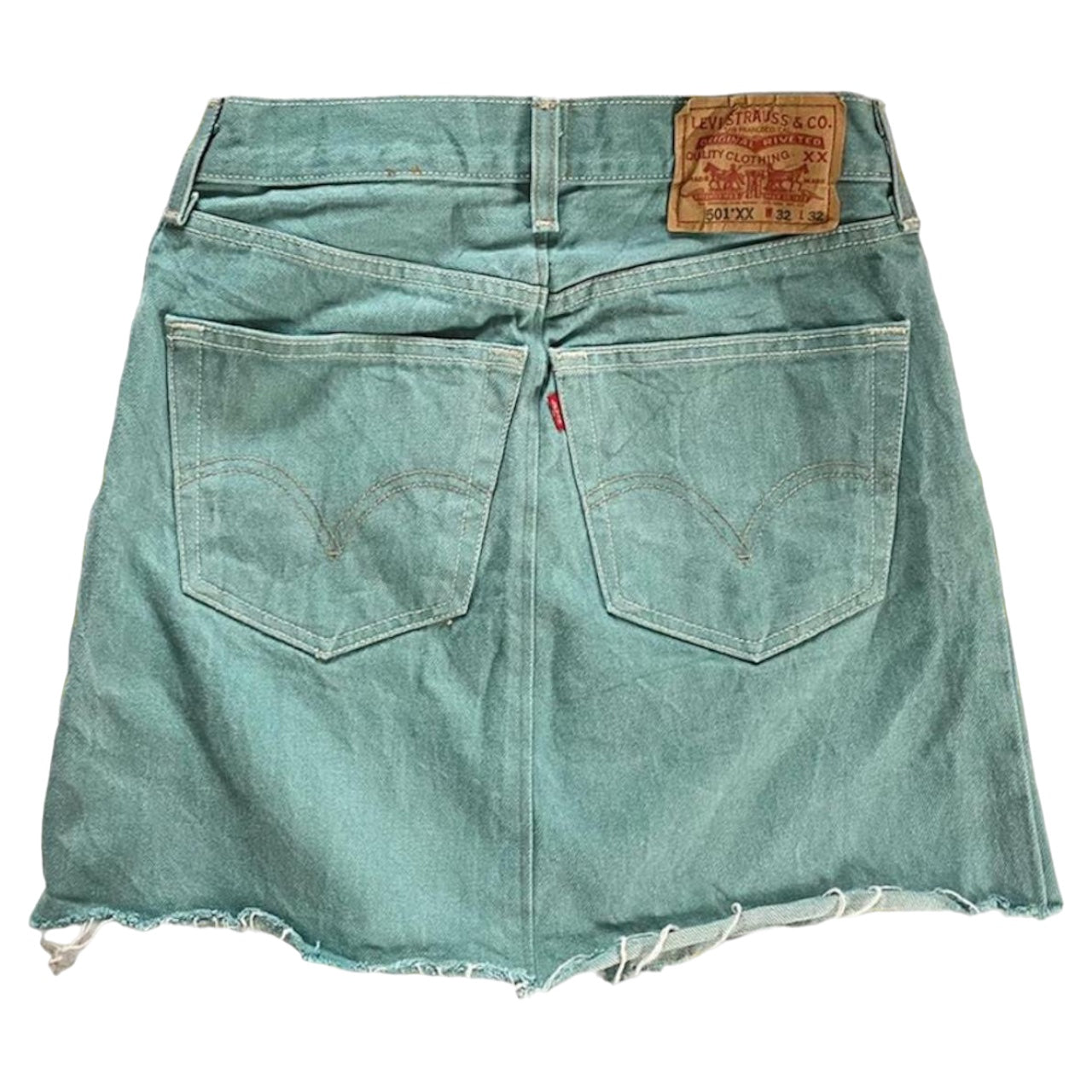 Vintage Levi’s pale teal/mint green denim mini skirt size XS