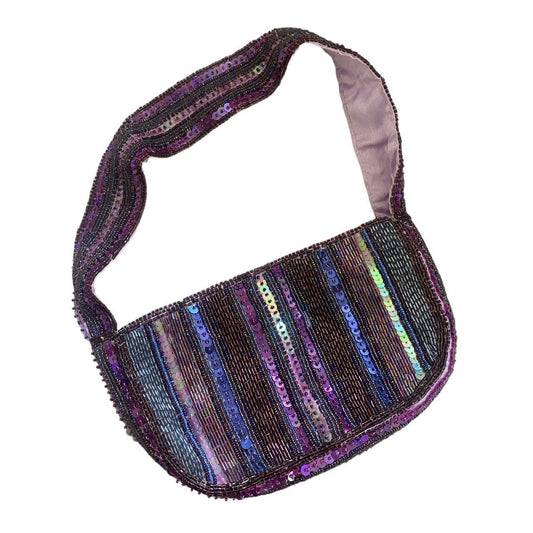 Dark purple y2k sequin beaded shoulder bag