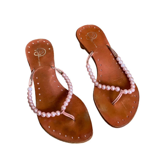 y2k pink pearl flip flop sandals. size 5