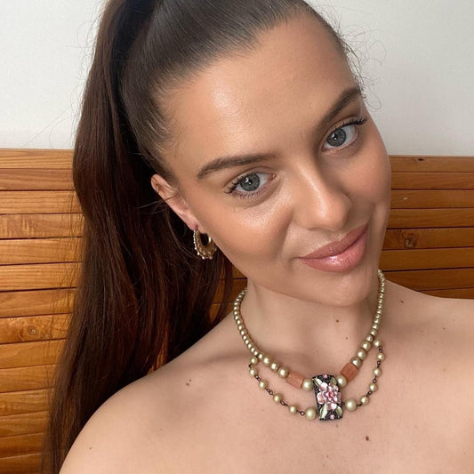 90s pearl choker necklace with statement pendant