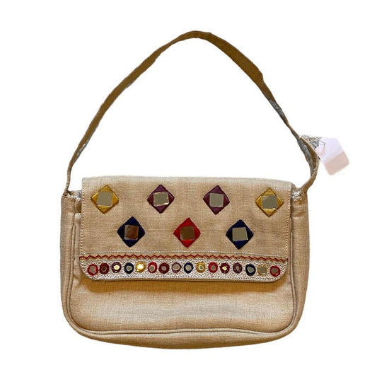 Vintage y2k mirror design cream shoulder bag