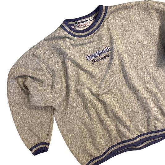 1990s sport vintage reebok 'freestyle' grey sweatshirt sizeS