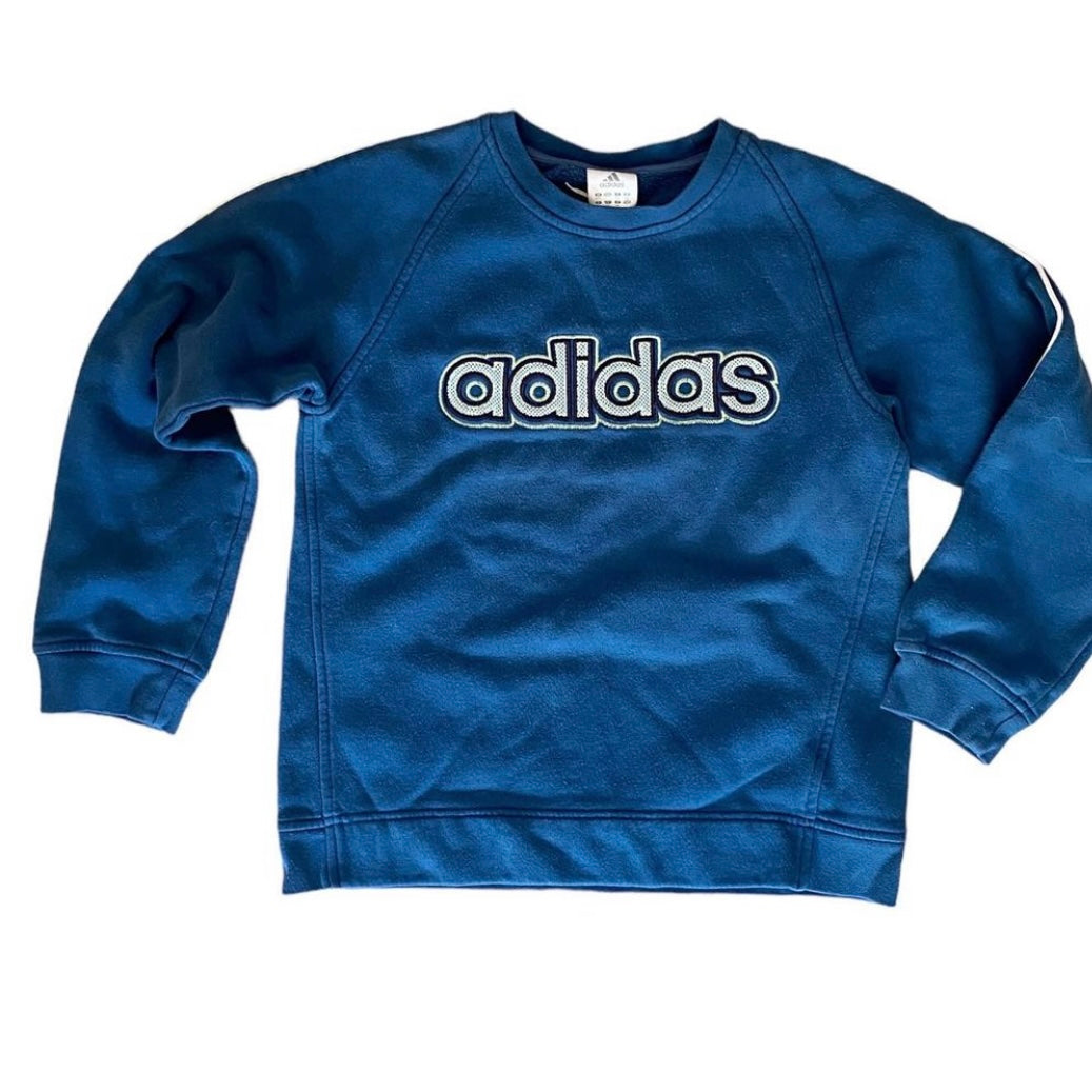 Vintage Adidas spellout sweatshirt in navy age 10 years