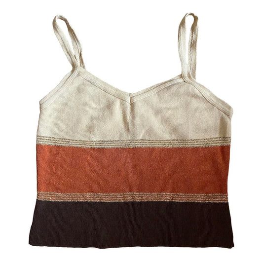 Gold orange Y2K knitted brown stripe tank top size S