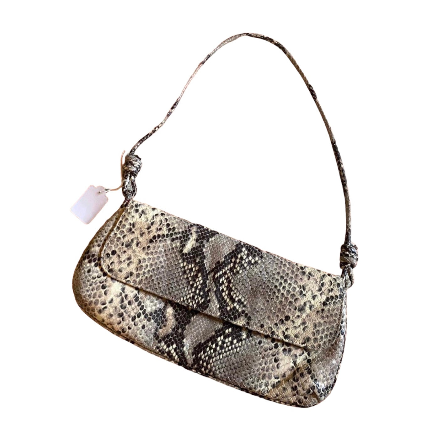 Genuine leather vintage 1990s snake print shoulder bag