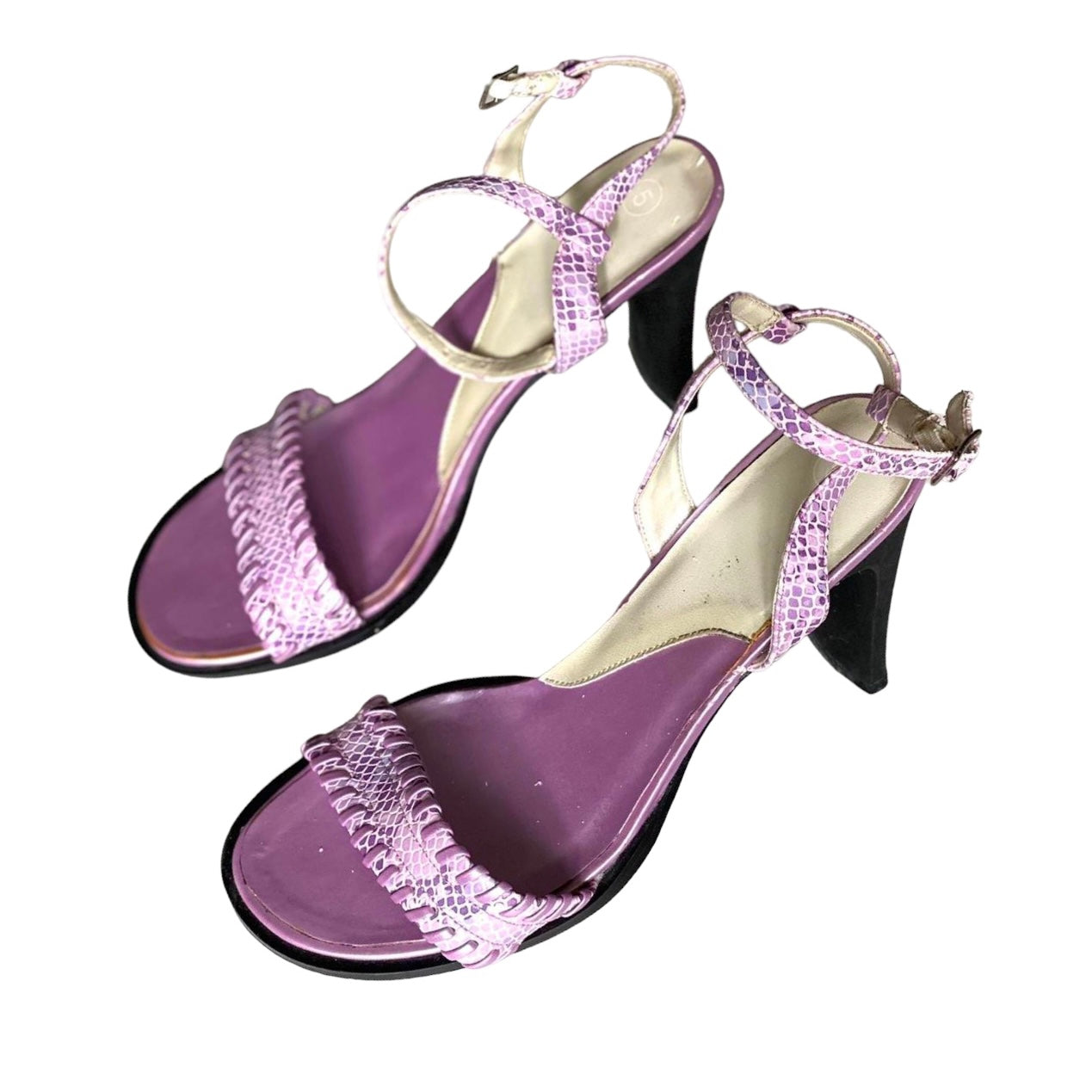 vintage y2k pale lilac snake print heels size 5